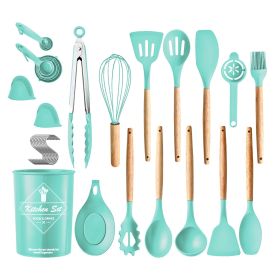 35Pcs Kitchen Cooking Utensils Set Spatula Set Baking Utensil Set Kitchen Accessories Necessities with Holder Egg Whisk Separator Tong Turner Spoons C (Option: HG_UtensilSet(Green)_GPCT4846)