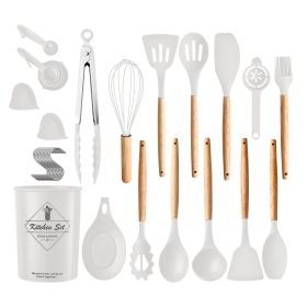 35Pcs Kitchen Cooking Utensils Set Spatula Set Baking Utensil Set Kitchen Accessories Necessities with Holder Egg Whisk Separator Tong Turner Spoons C (Option: HG_UtensilSet(White)_GPCT4846)